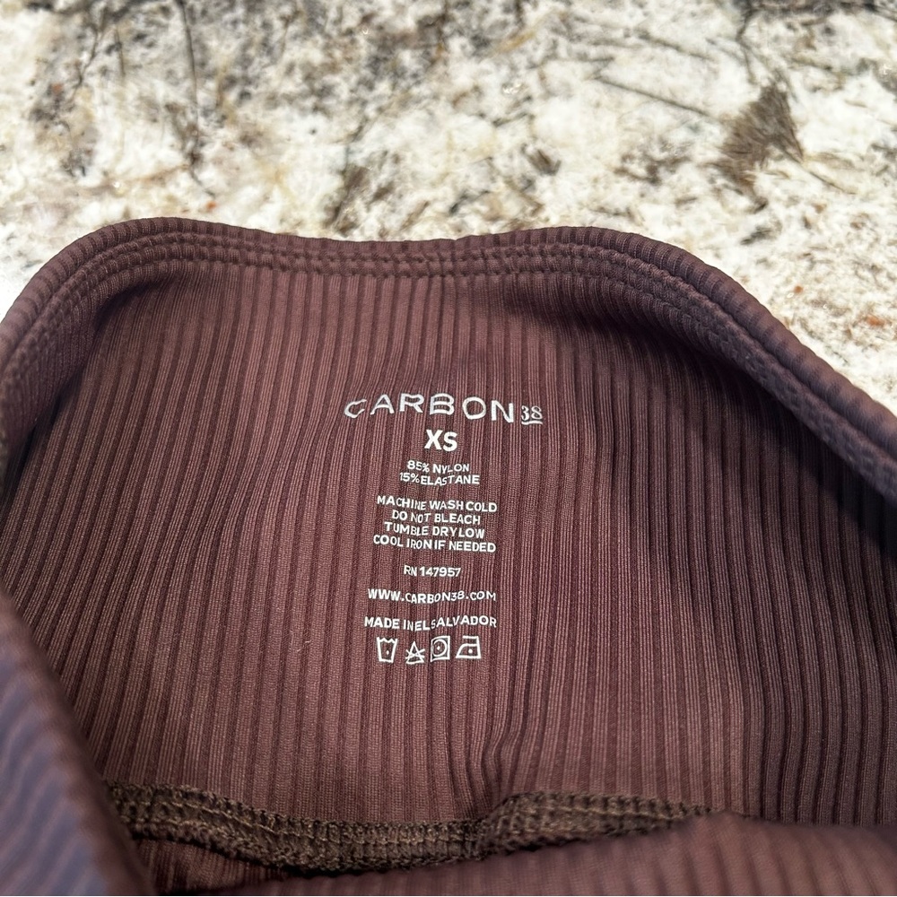 NWT CARBON38 Ribbed‎ Flare xs leggings dark oak brown women’s - Picture 7 of 11